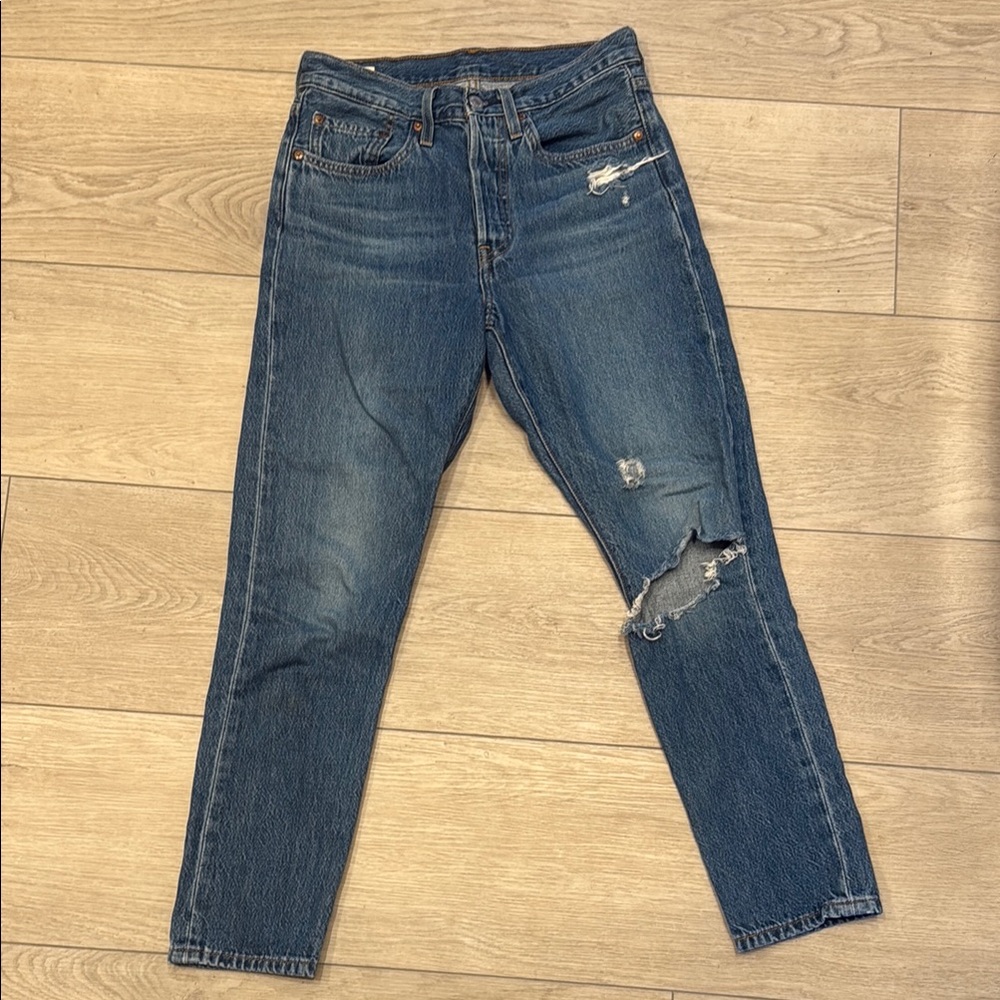 Distressed Blue Jeans